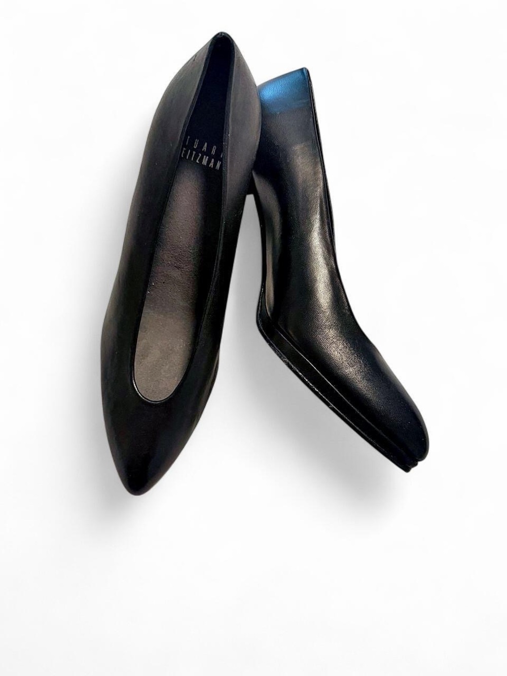 Vintage Stuart Weitzman Black Leather Platform Kitten Heels - 6.5